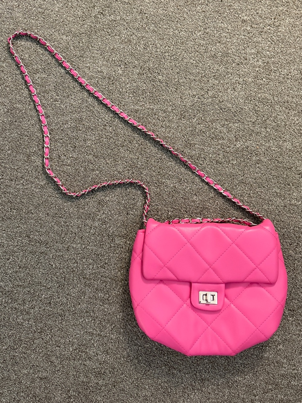 Forever 21 Hot Pink Quilted Chain Crossbody Bag